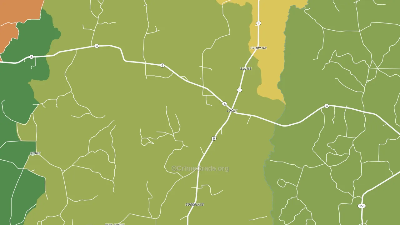 Lucky, LA Map of Robbery Rates