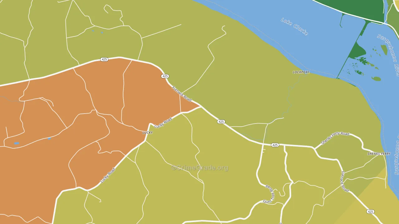 Lucky, PA Map of Robbery Rates