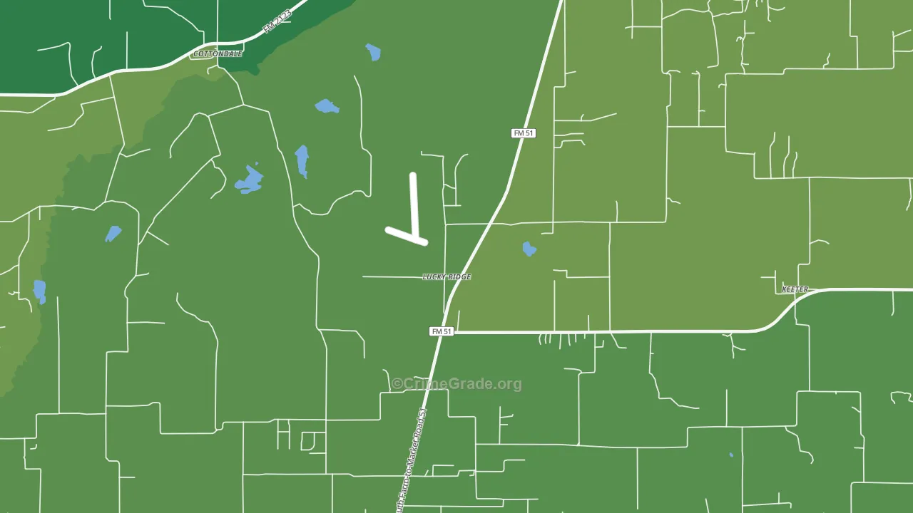 Lucky Ridge, TX Map of Robbery Rates