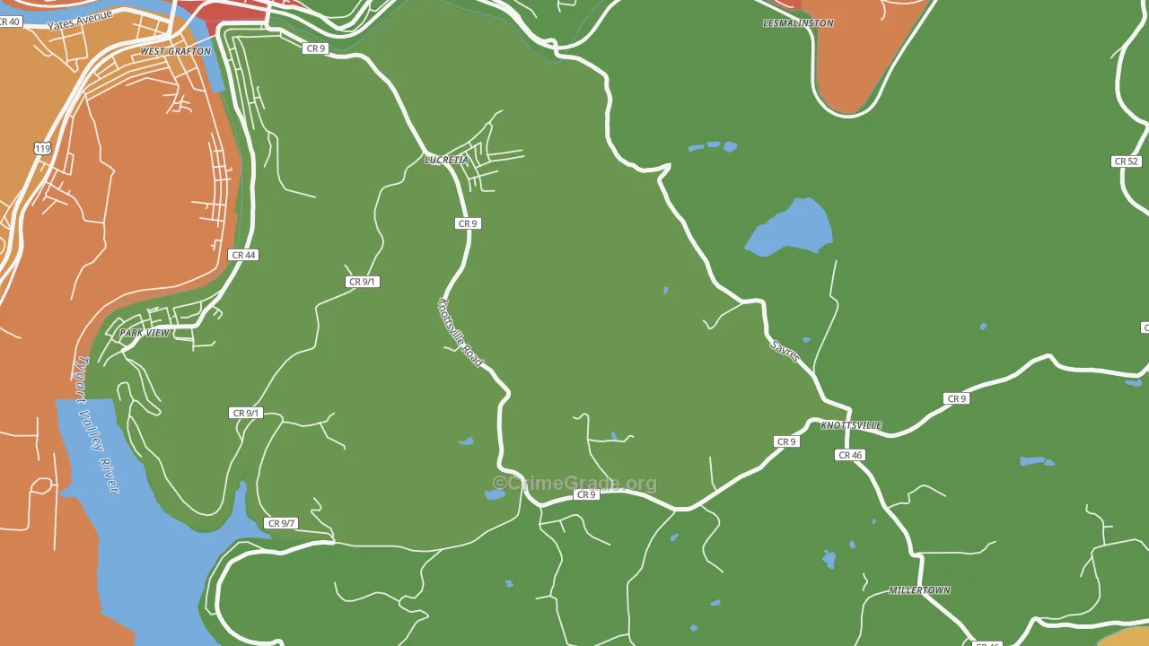 Lucretia, WV Map of Robbery Rates