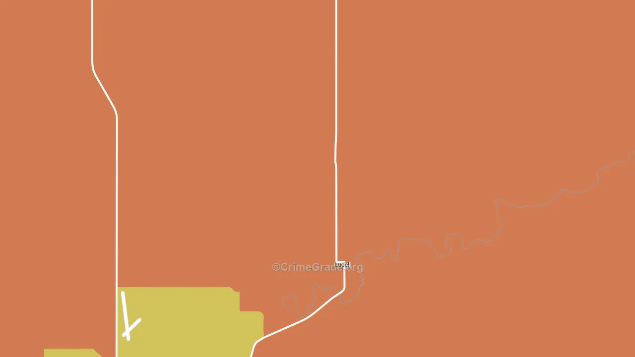 Ludell, KS Map of Robbery Rates