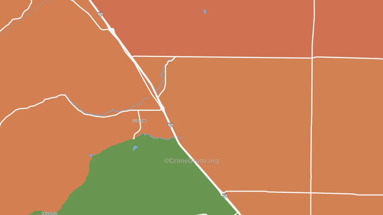 Ludlow, CO Map of Robbery Rates