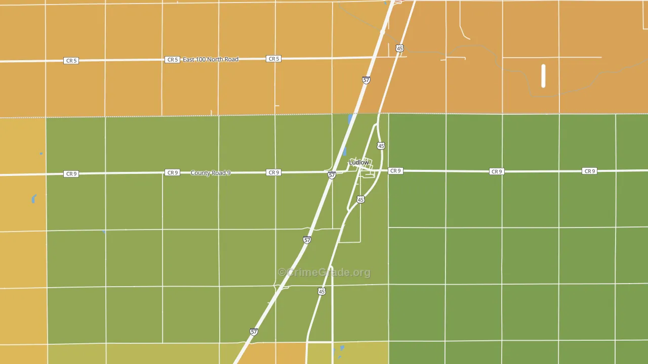 Ludlow, IL Map of Robbery Rates