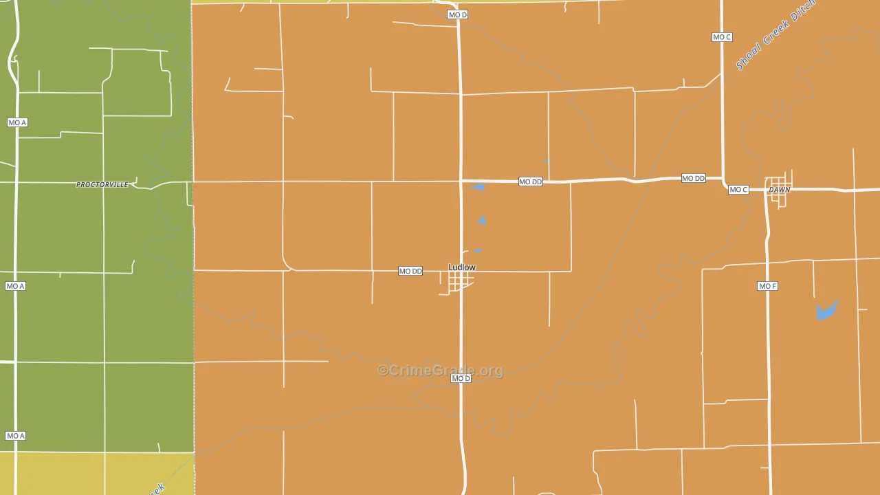 Ludlow, MO Map of Robbery Rates