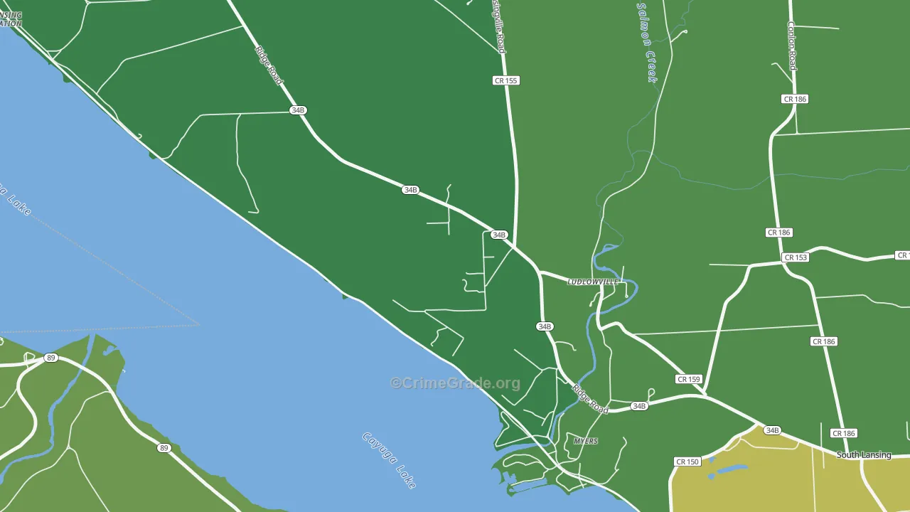 Ludlowville, NY Map of Robbery Rates