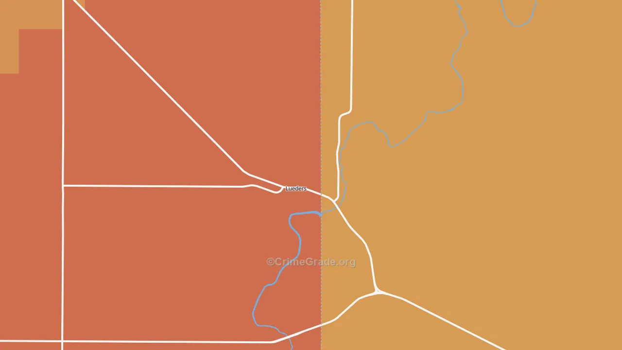 Lueders, TX Map of Robbery Rates