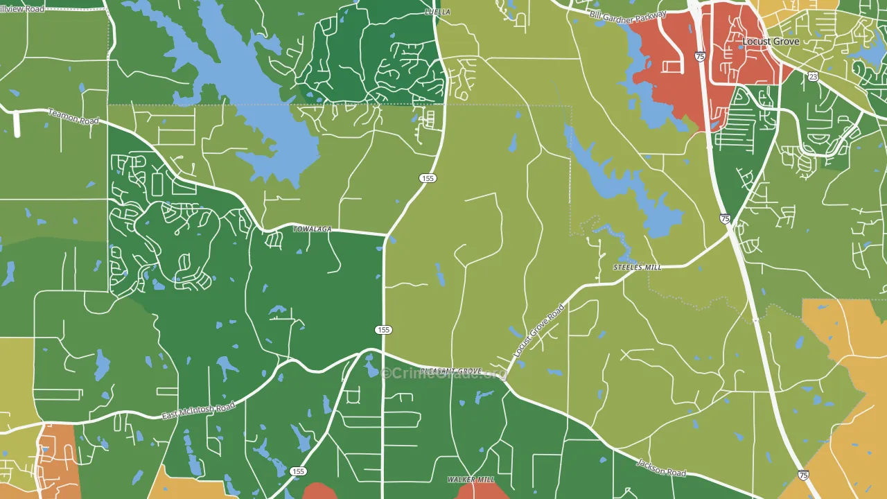 Luella, GA Map of Robbery Rates