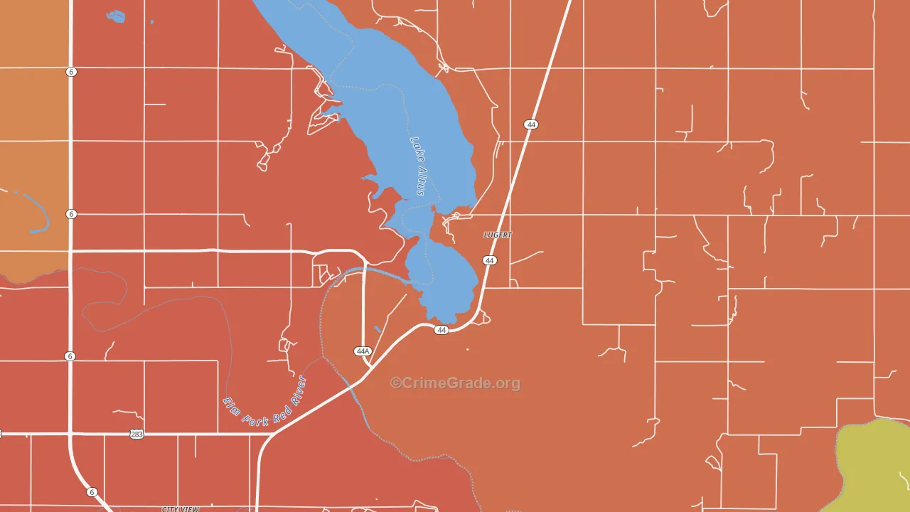 Lugert, OK Map of Robbery Rates