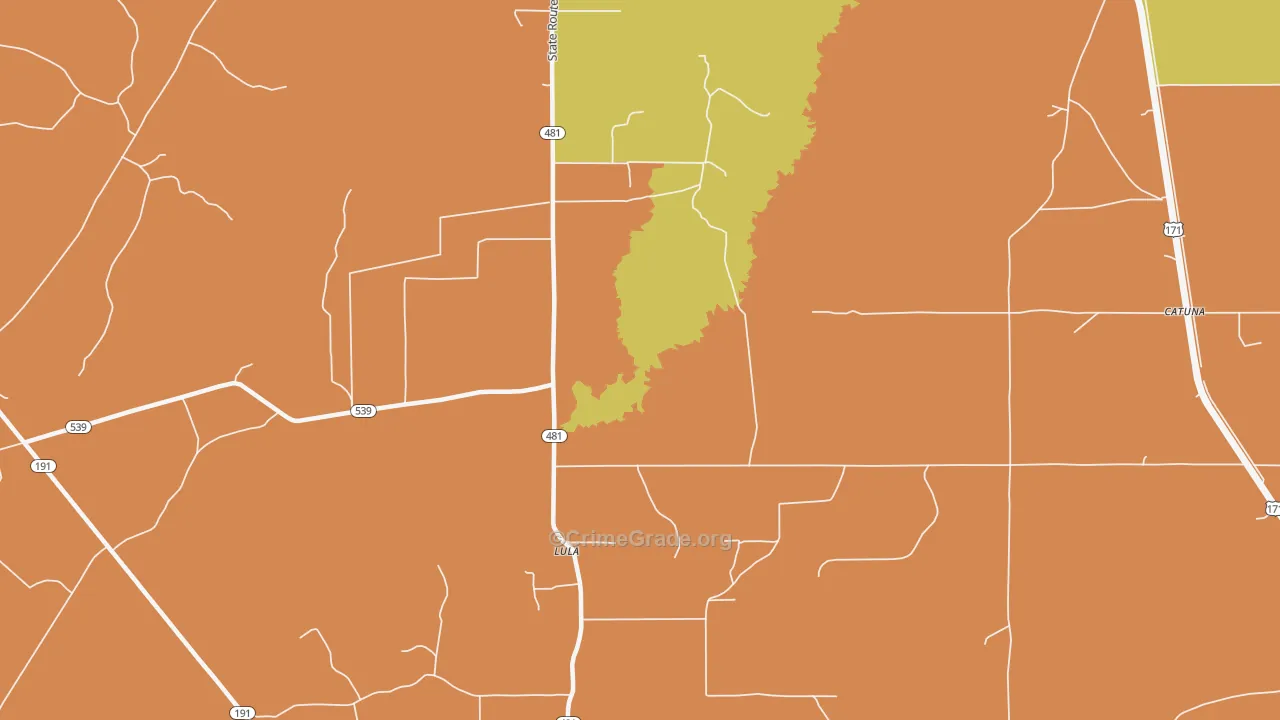 Lula, LA Map of Robbery Rates
