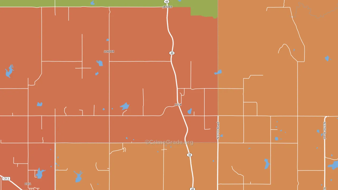 Lula, OK Map of Robbery Rates
