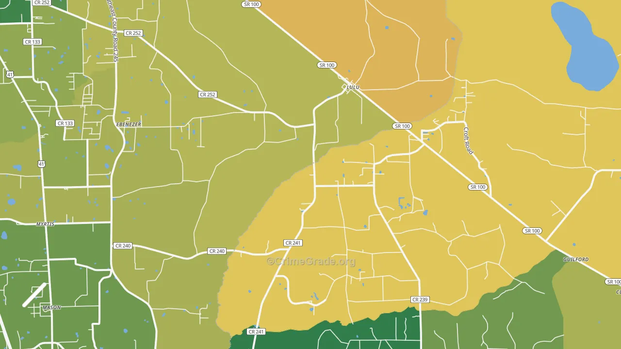 Lulu, FL Map of Robbery Rates