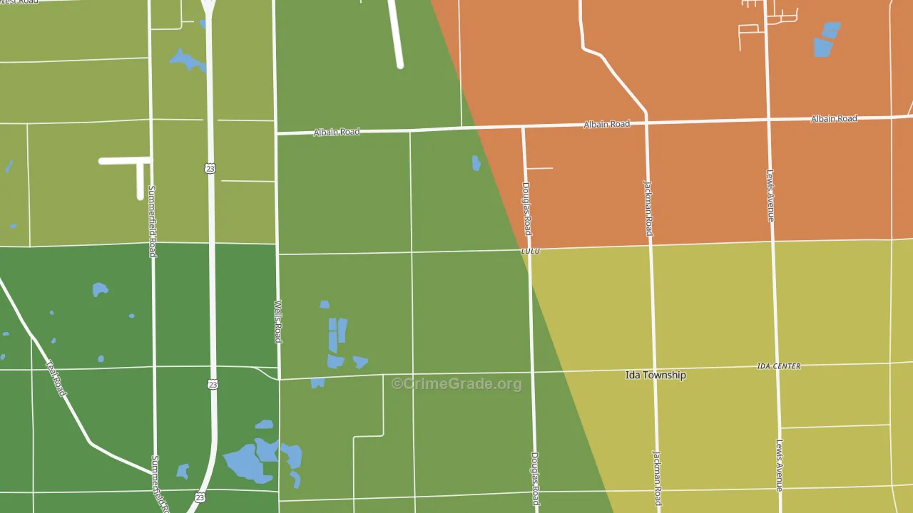 Lulu, MI Map of Robbery Rates