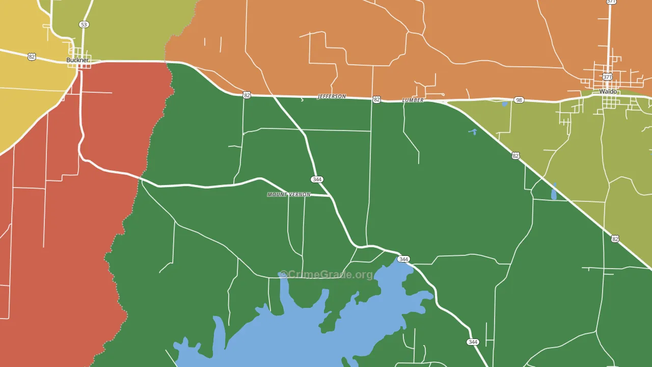 Lumber, AR Map of Robbery Rates
