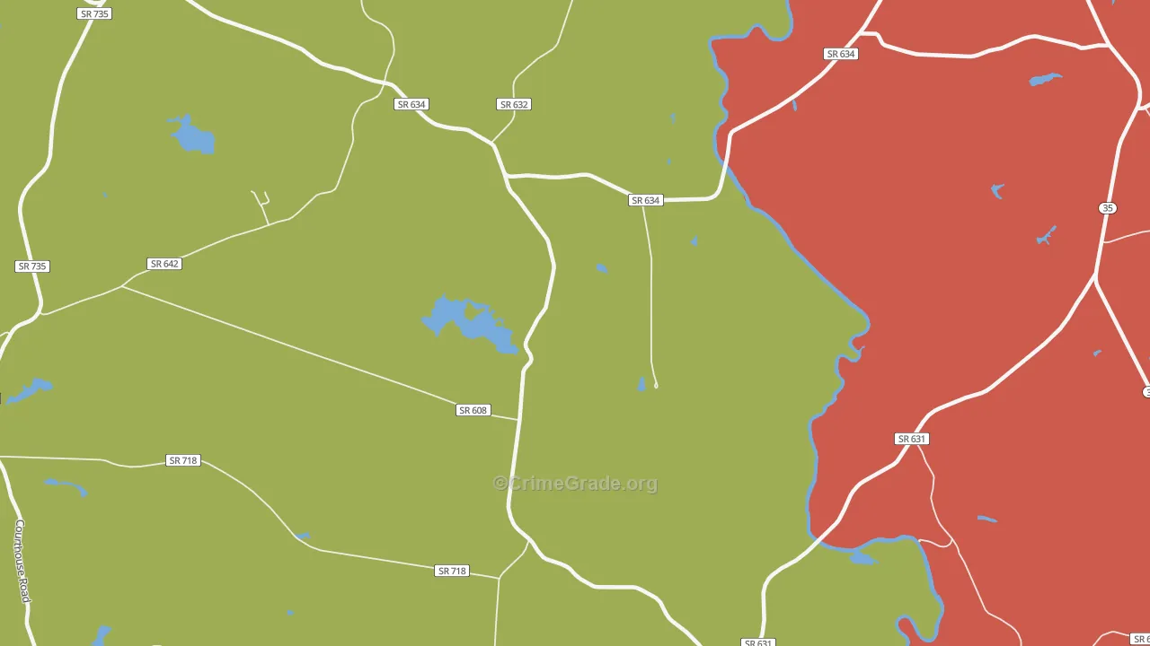 Lumberton, VA Map of Robbery Rates