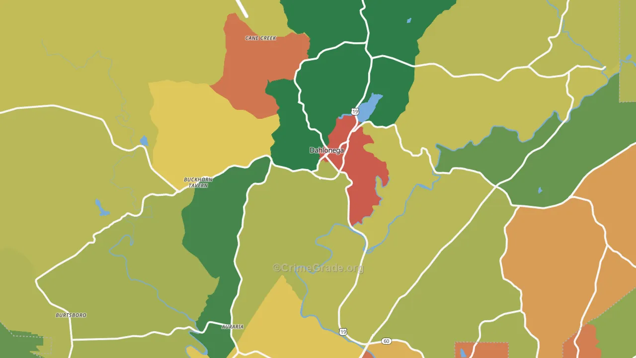 Lumpkin County, GA Map of Robbery Rates
