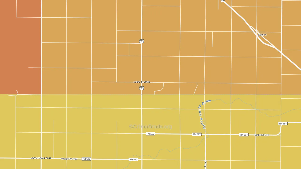 Lums Chapel, TX Map of Robbery Rates