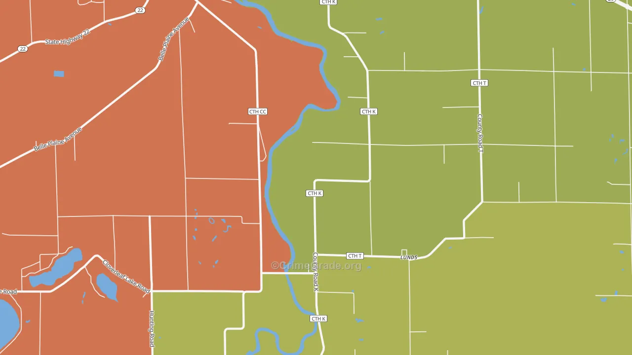 Lunds, WI Map of Robbery Rates