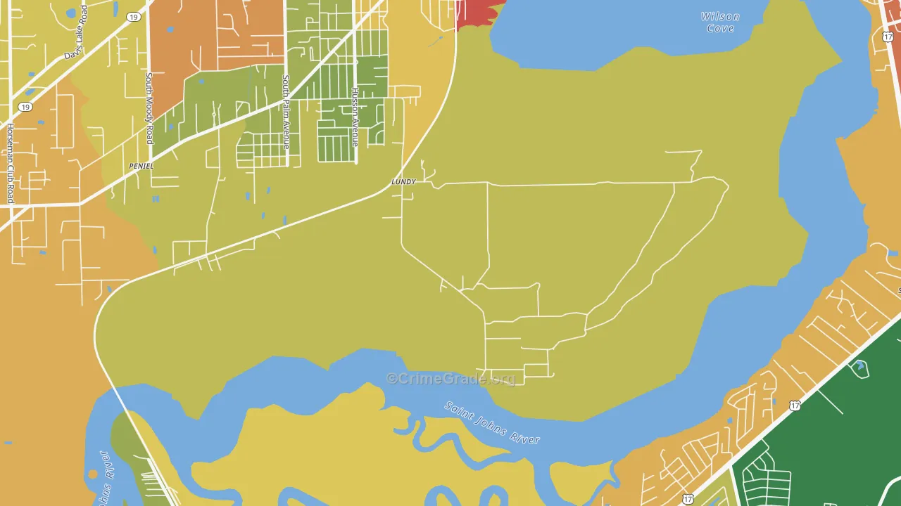 Lundy, FL Map of Robbery Rates