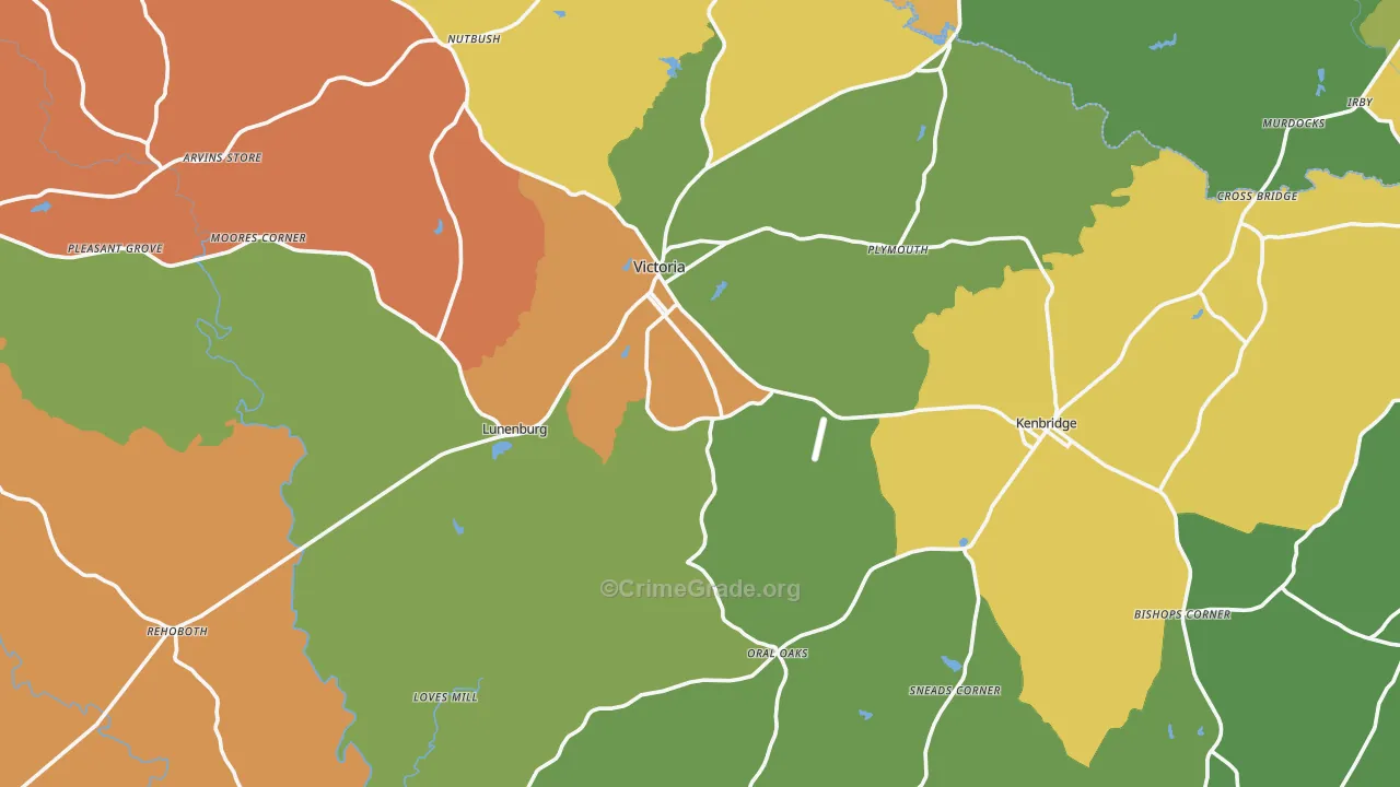 Lunenburg County, VA Map of Robbery Rates