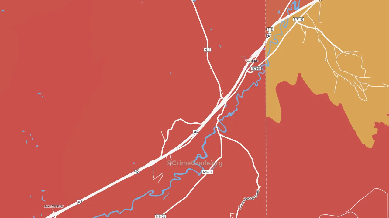 Lupton, AZ Map of Robbery Rates