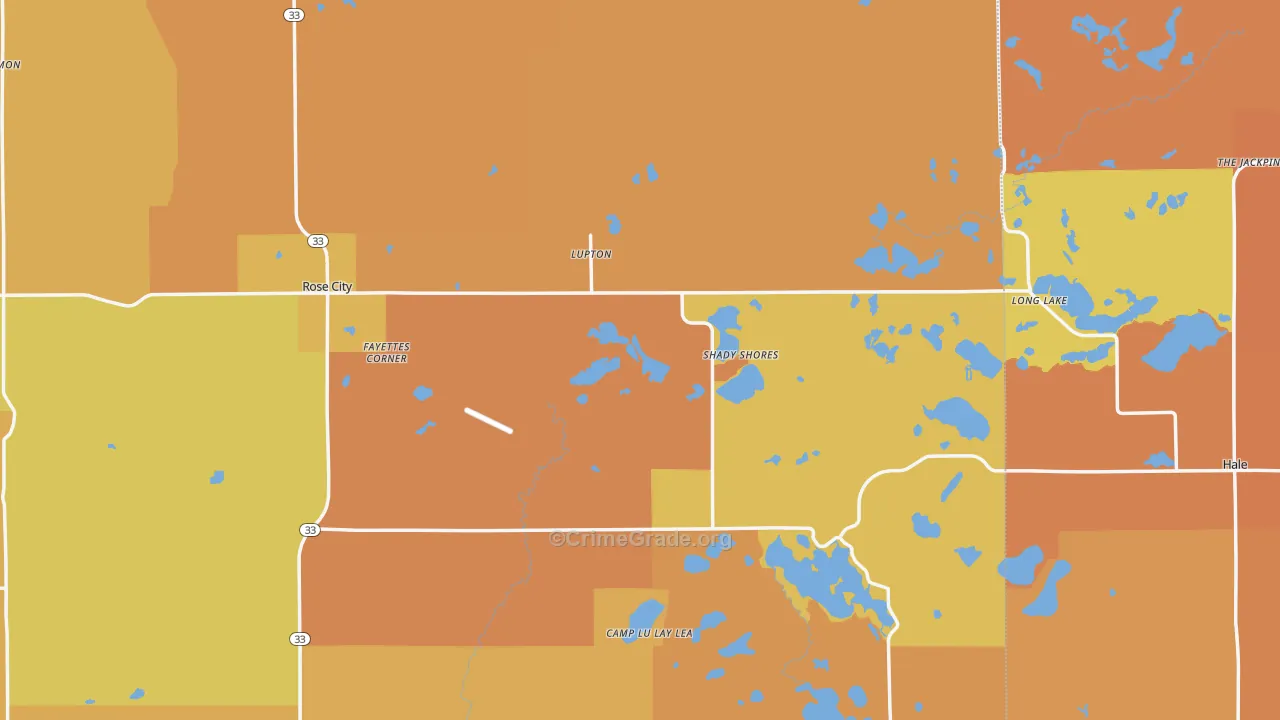 Lupton, MI Map of Robbery Rates