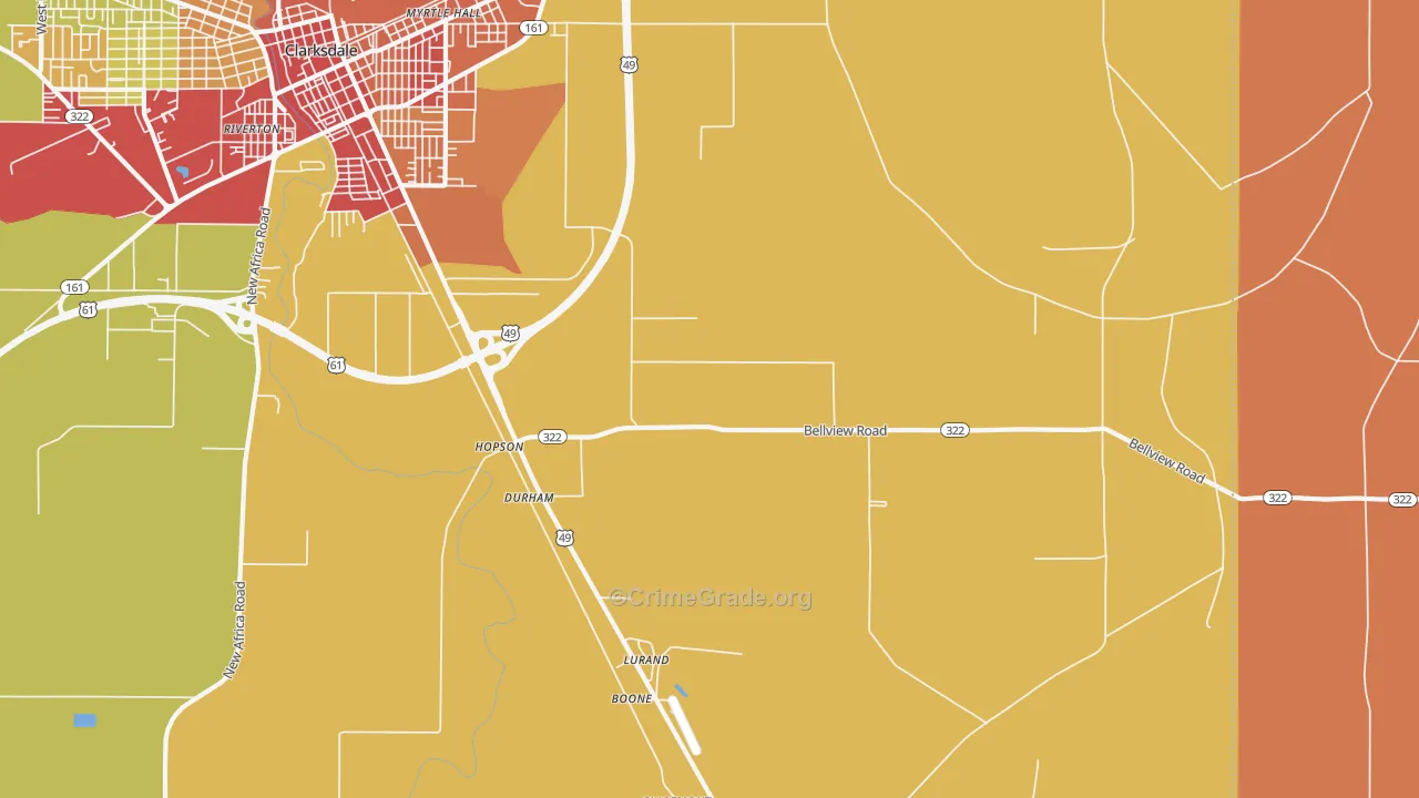 Lurand, MS Map of Robbery Rates