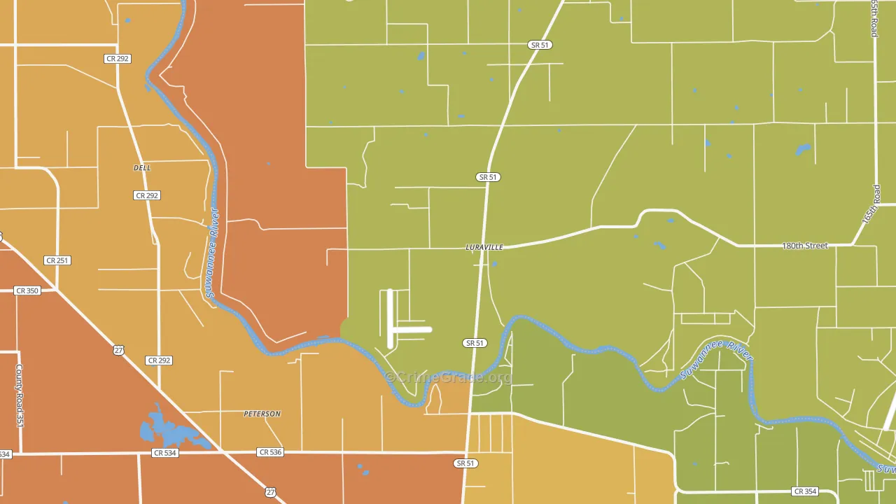 Luraville, FL Map of Robbery Rates