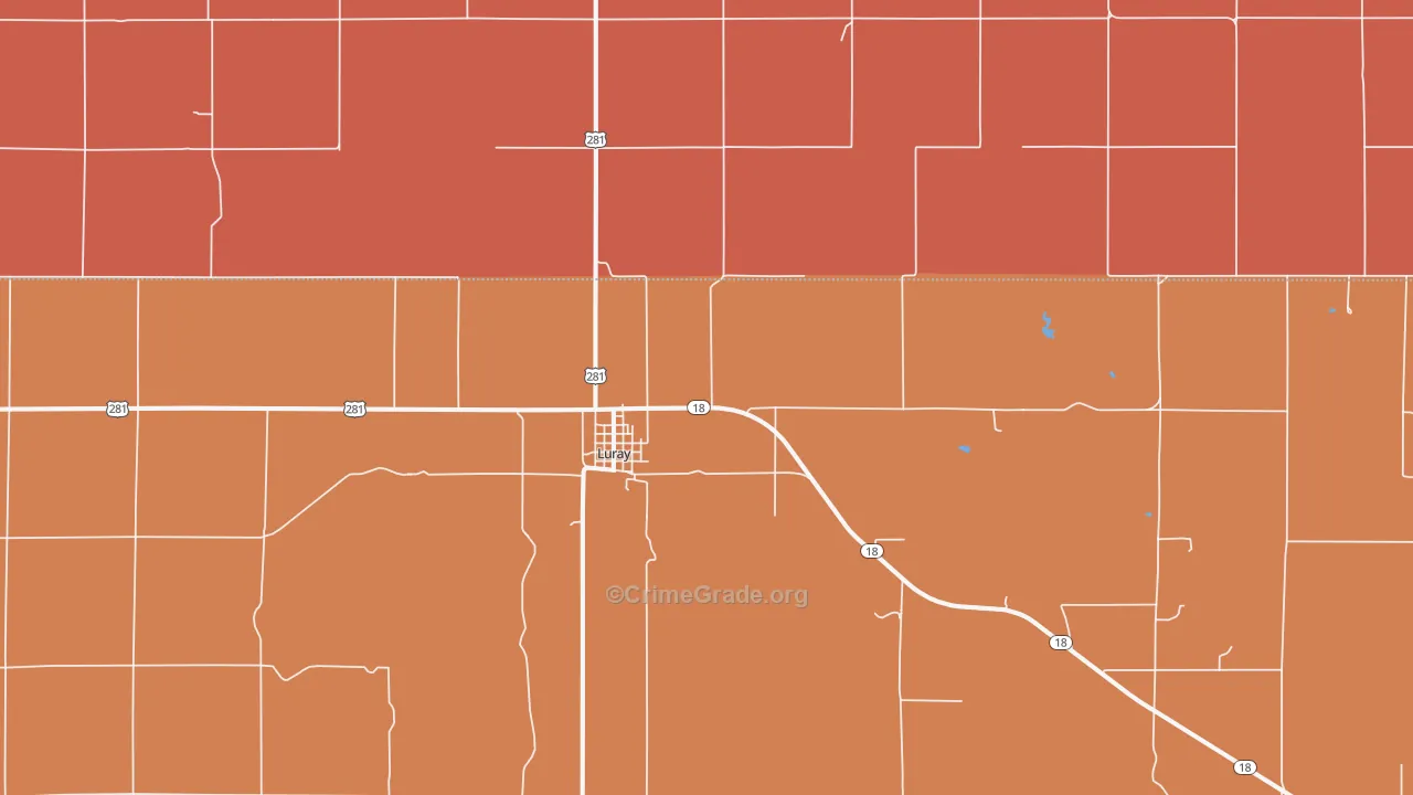 Luray, KS Map of Robbery Rates