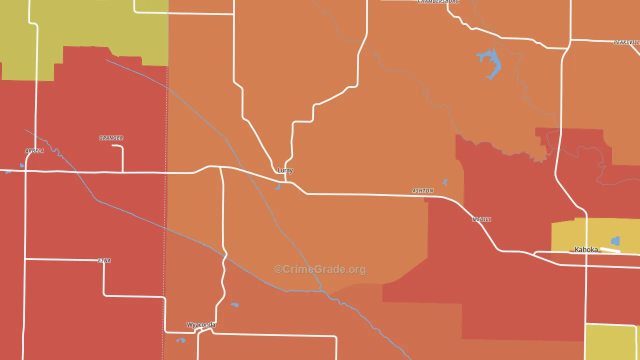 Luray, MO Map of Robbery Rates