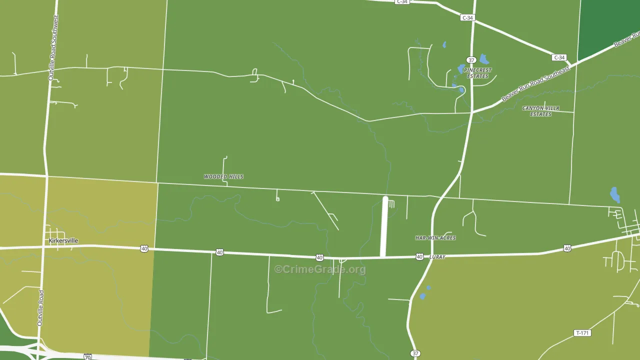 Luray, OH Map of Robbery Rates
