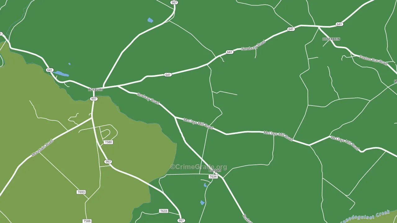Lurgan, PA Map of Robbery Rates