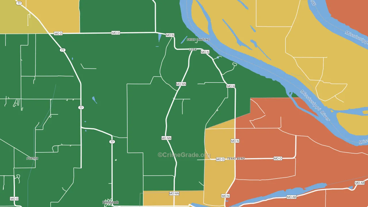 Lusk, MO Map of Robbery Rates