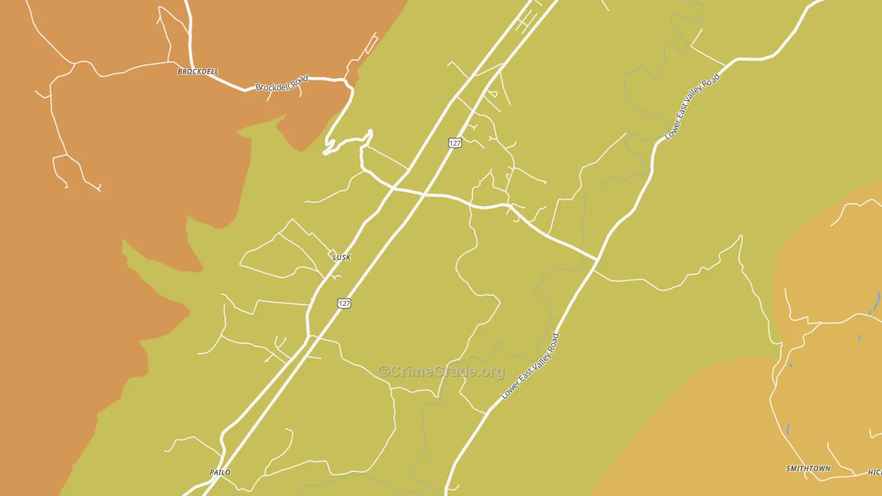 Lusk, TN Map of Robbery Rates