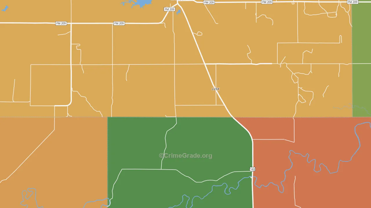 Lusk, TX Map of Robbery Rates