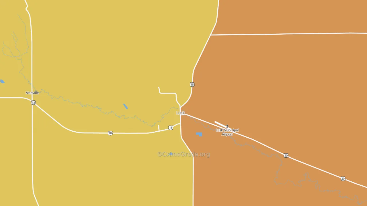 Lusk, WY Map of Robbery Rates