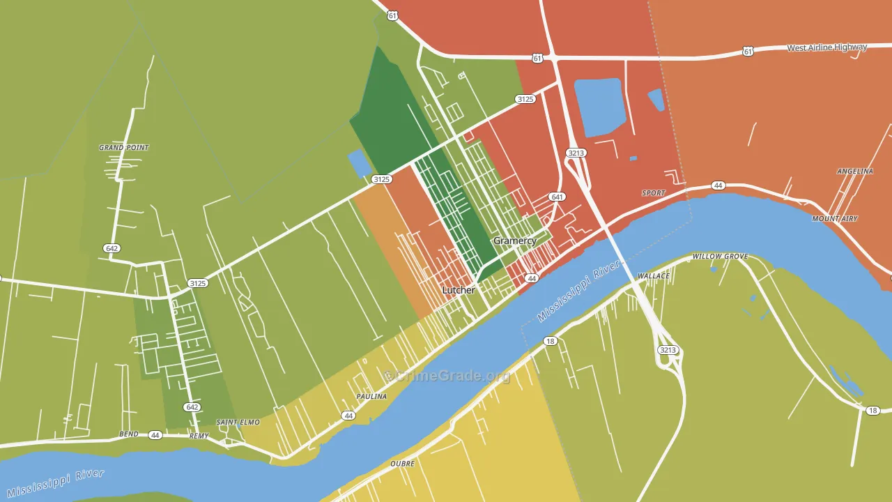 Lutcher, LA Map of Robbery Rates