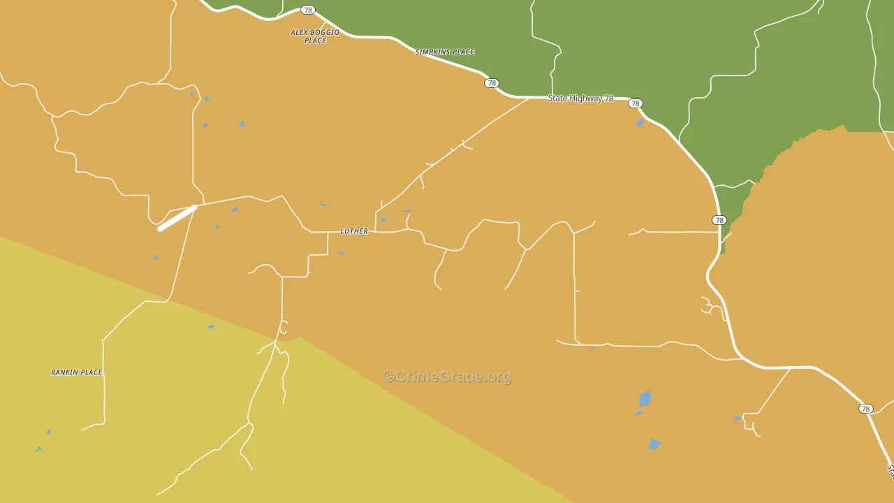Luther, MT Map of Robbery Rates