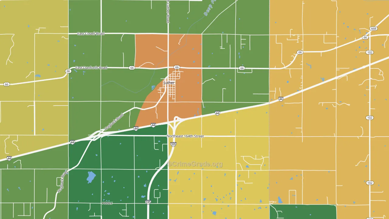 Luther, OK Map of Robbery Rates