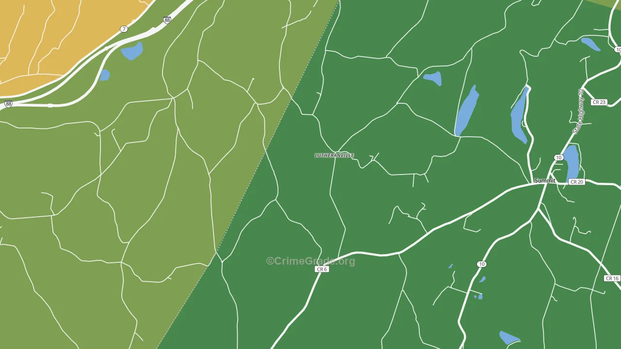 Lutheranville, NY Map of Robbery Rates