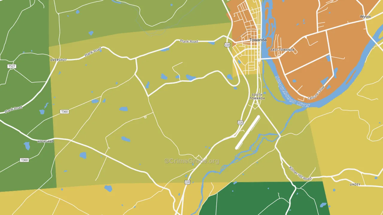 Luthers Mills, PA Map of Robbery Rates