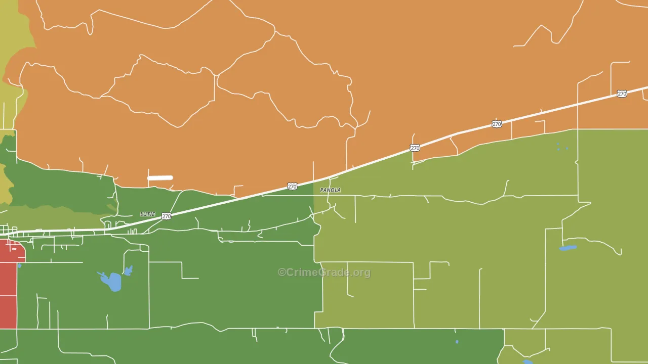 Lutie, OK Map of Robbery Rates