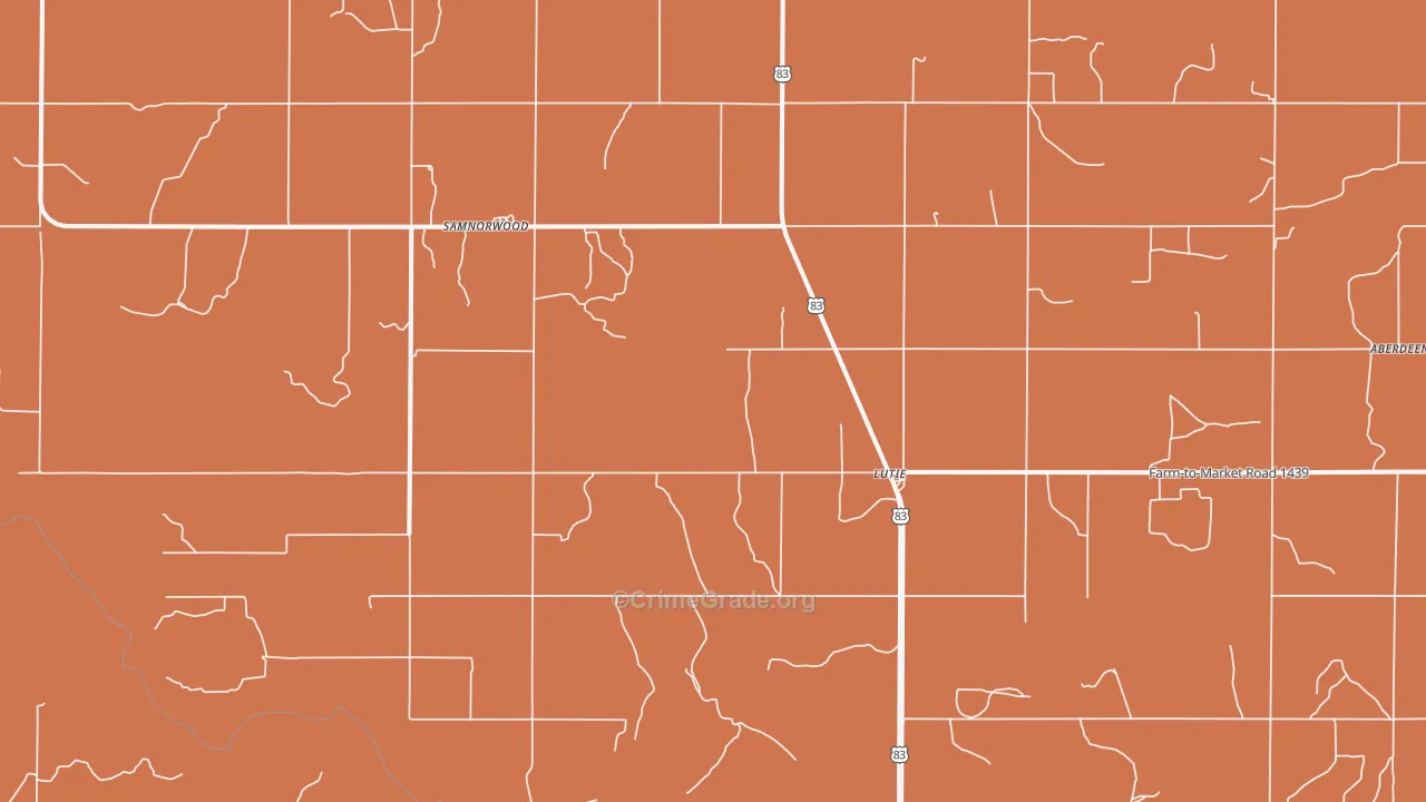 Lutie, TX Map of Robbery Rates