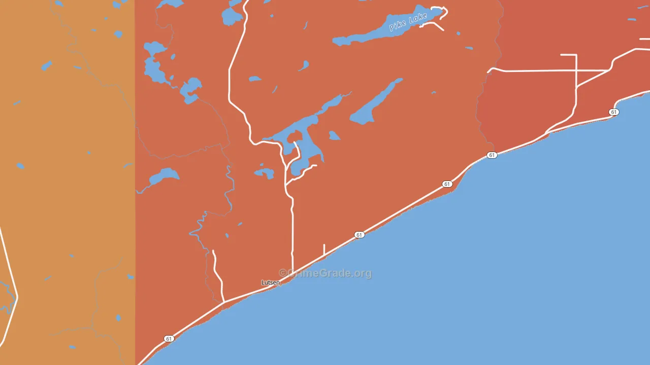 Lutsen, MN Map of Robbery Rates