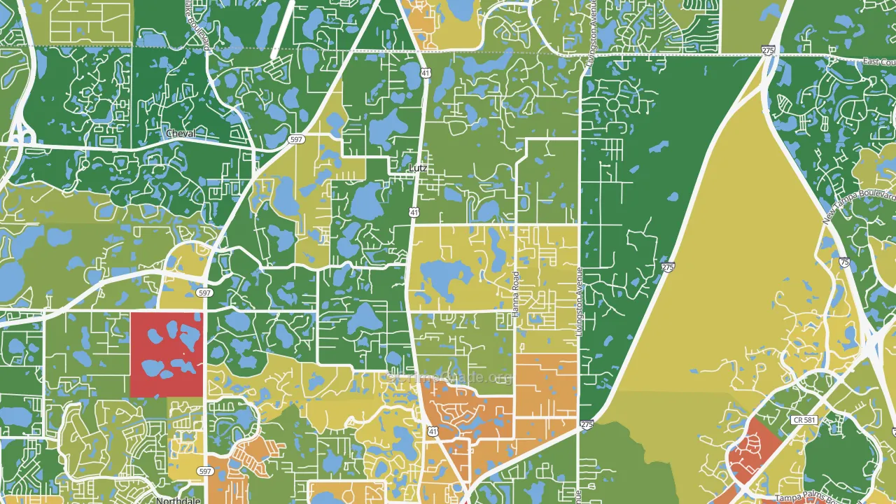 Lutz, FL Map of Robbery Rates