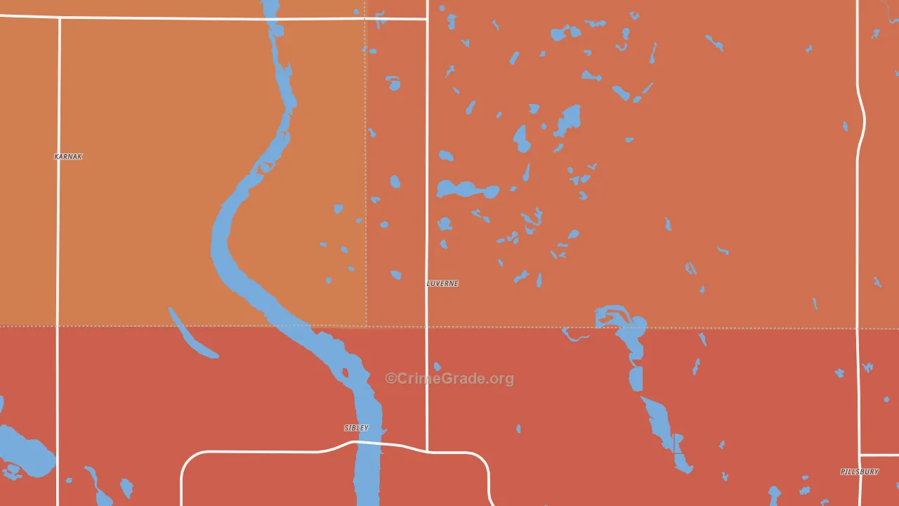 Luverne, ND Map of Robbery Rates