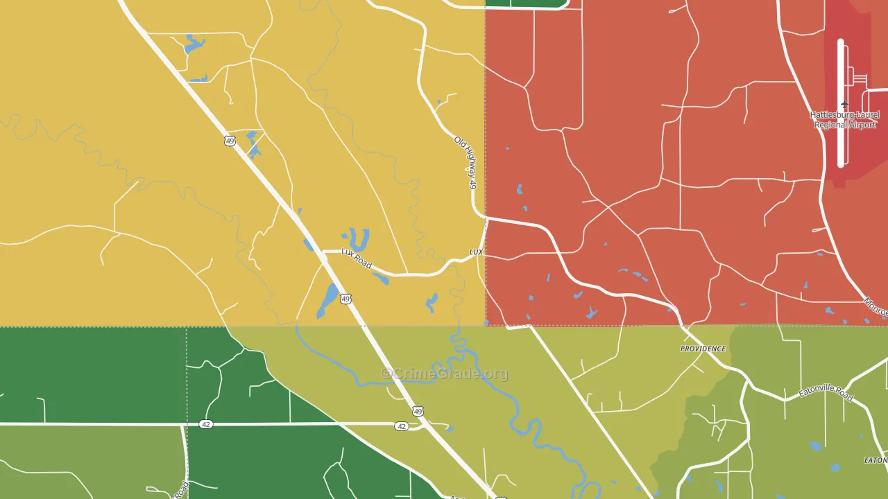 Lux, MS Map of Robbery Rates