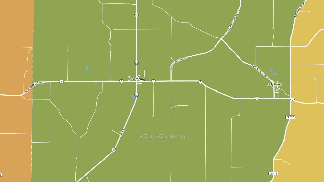 Luxemburg, IA Map of Robbery Rates