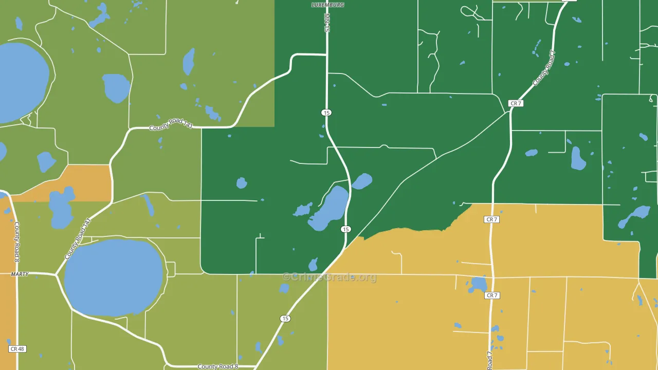 Luxemburg, MN Map of Robbery Rates