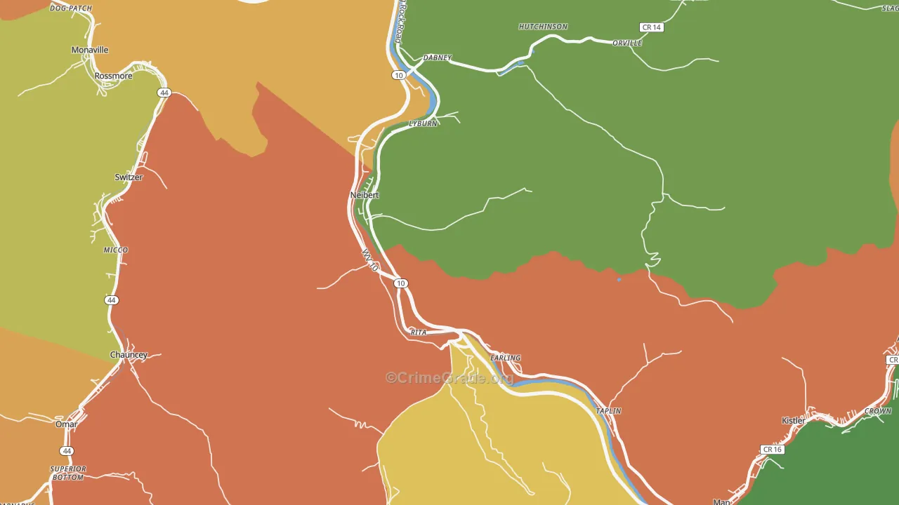Lyburn, WV Map of Robbery Rates