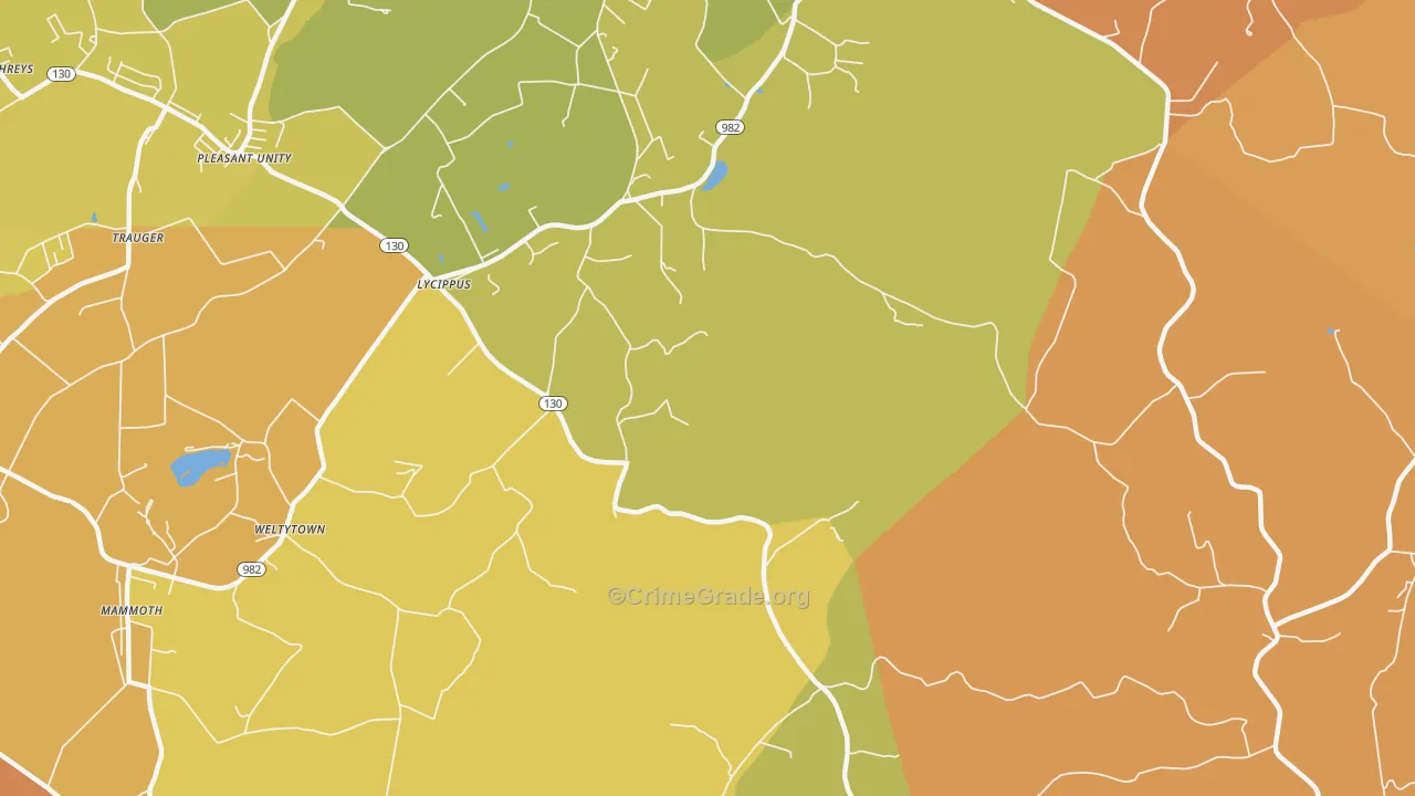 Lycippus, PA Map of Robbery Rates